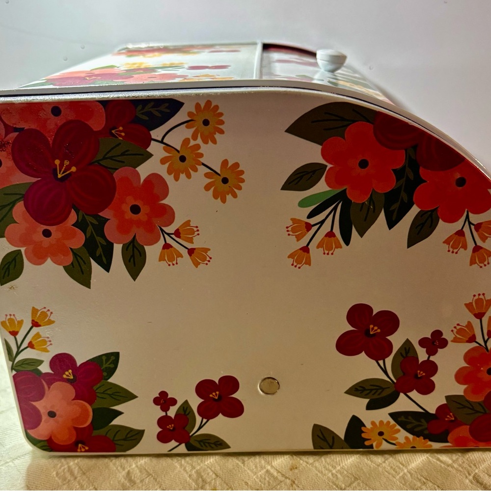 Bread Box Roll Up Door Spring Floral Metal Shabby Chic Vintage Style Ashland - Picture 4 of 6